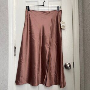 NWT Altar’d State Silky Copper Midi Skirt with Slit - M